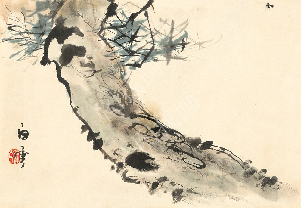 近现代 刘知白 指画山水花卉册（6开）(3) 30x43cm